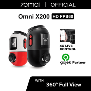 70mai Dash Cam Omni X200 360° Full View 4G Connect HD 1080P FOV 140° – Hitam, Built-in 64G/128GB