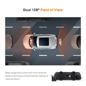 Dash Cam 70mai S500 Set 9.35″ Full-Laminated Touch Screen 3K Resolution Fov 138° SONY STARVIS 2 Depan dan Belakang