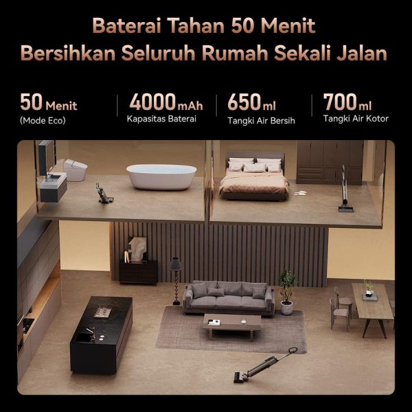 UWANT D700 20Kpa Wet and Dry Cordless Vacuum | 180°Lie-Flat| Edge Cleaning| Self Cleaning and Drying - D700 - Image 4
